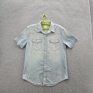 Levi's PC9 21978-0046 Men Button Up Shirt M Blue Chambray Denim Flap Pocket Snap